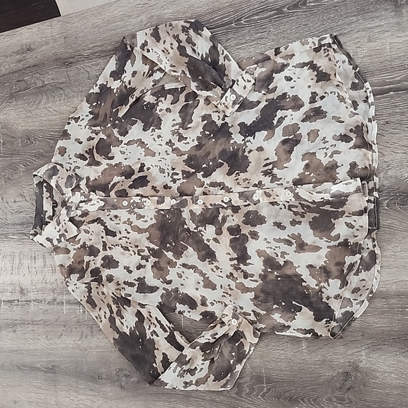 PrettyLittleThing Brown Cow Print Beach Flares and Shirt Set Size 2 - Picture 8 of 12